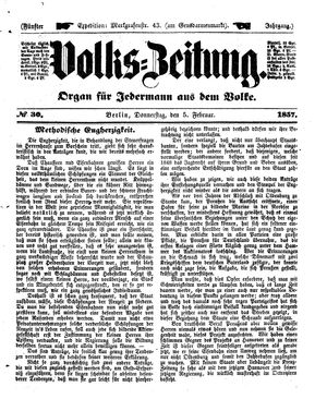 Volks-Zeitung vom 05.02.1857