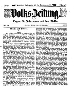 Volks-Zeitung vom 20.02.1857