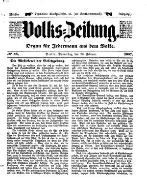 Volks-Zeitung vom 26.02.1857