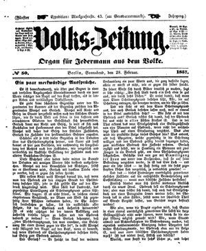 Volks-Zeitung vom 28.02.1857