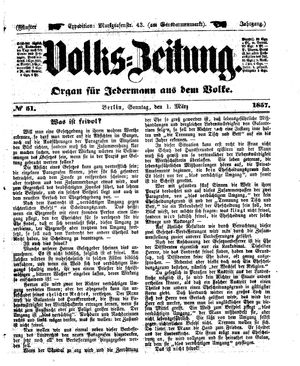 Volks-Zeitung vom 01.03.1857