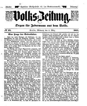 Volks-Zeitung vom 04.03.1857