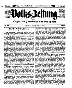 Volks-Zeitung vom 06.03.1857