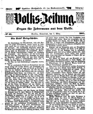 Volks-Zeitung vom 07.03.1857