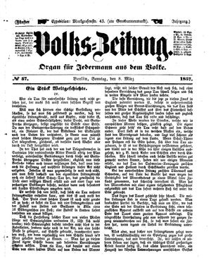 Volks-Zeitung vom 08.03.1857