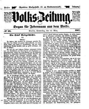 Volks-Zeitung vom 12.03.1857