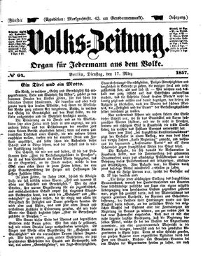 Volks-Zeitung vom 17.03.1857