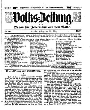Volks-Zeitung vom 20.03.1857