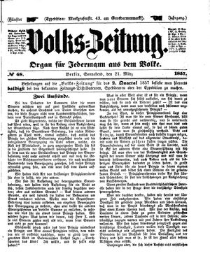 Volks-Zeitung vom 21.03.1857