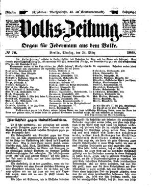Volks-Zeitung vom 24.03.1857