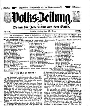 Volks-Zeitung on Mar 27, 1857