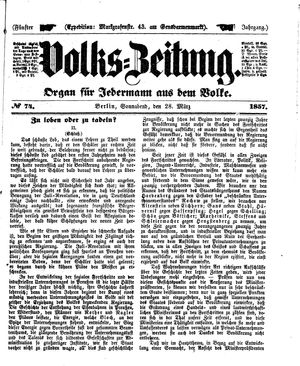 Volks-Zeitung vom 28.03.1857