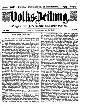 Volks-Zeitung vom 04.04.1857