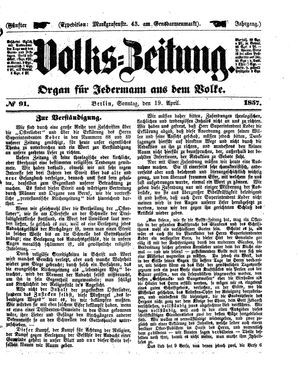 Volks-Zeitung vom 19.04.1857