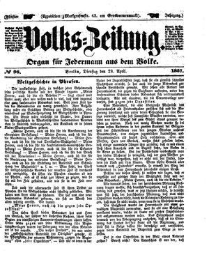 Volks-Zeitung vom 28.04.1857