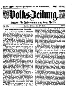 Volks-Zeitung vom 29.04.1857