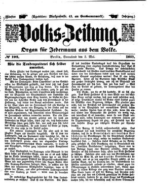 Volks-Zeitung vom 02.05.1857