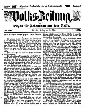 Volks-Zeitung vom 08.05.1857