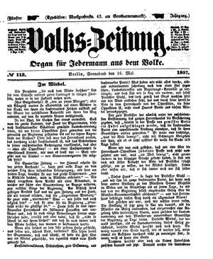 Volks-Zeitung on May 16, 1857