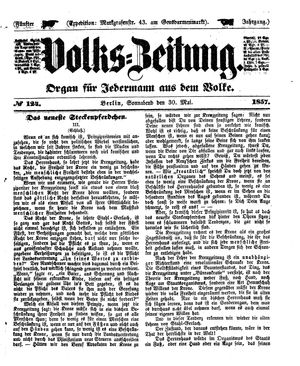 Volks-Zeitung on May 30, 1857