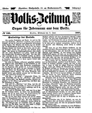 Volks-Zeitung vom 03.06.1857