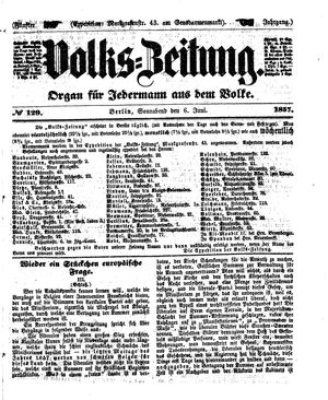 Volks-Zeitung vom 06.06.1857