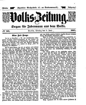 Volks-Zeitung vom 09.06.1857
