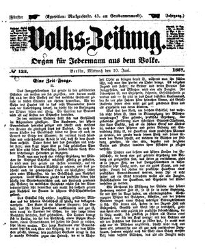 Volks-Zeitung vom 10.06.1857