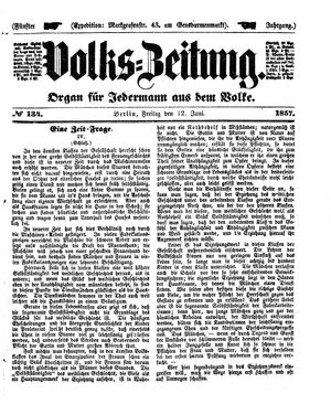 Volks-Zeitung vom 12.06.1857