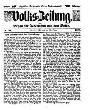 Volks-Zeitung vom 17.06.1857