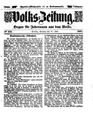 Volks-Zeitung vom 21.06.1857
