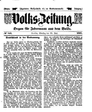 Volks-Zeitung vom 23.06.1857