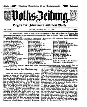 Volks-Zeitung vom 24.06.1857