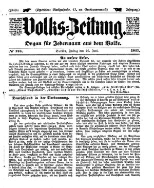 Volks-Zeitung vom 26.06.1857