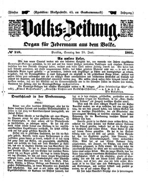 Volks-Zeitung vom 28.06.1857