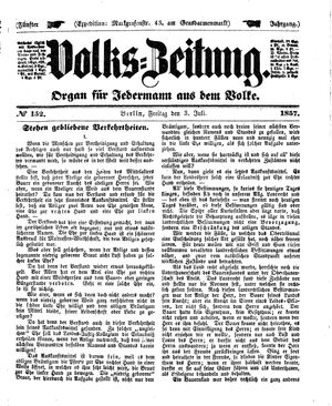 Volks-Zeitung vom 03.07.1857