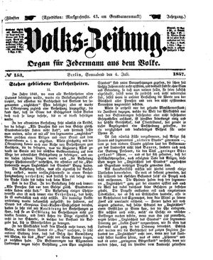 Volks-Zeitung vom 04.07.1857