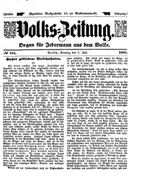 Volks-Zeitung vom 05.07.1857