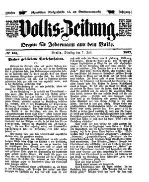 Volks-Zeitung vom 07.07.1857