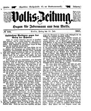Volks-Zeitung vom 10.07.1857