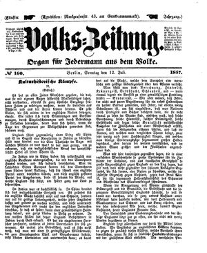 Volks-Zeitung vom 12.07.1857