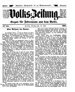 Volks-Zeitung vom 14.07.1857