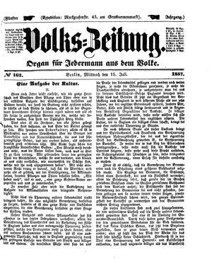 Volks-Zeitung vom 15.07.1857