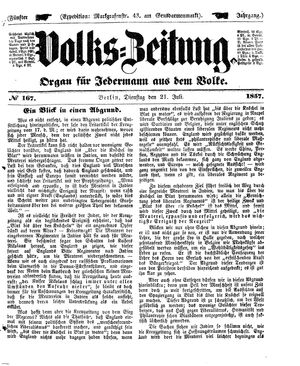 Volks-Zeitung vom 21.07.1857