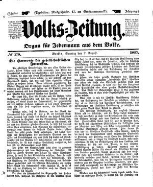 Volks-Zeitung vom 02.08.1857