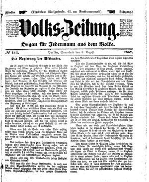 Volks-Zeitung vom 08.08.1857