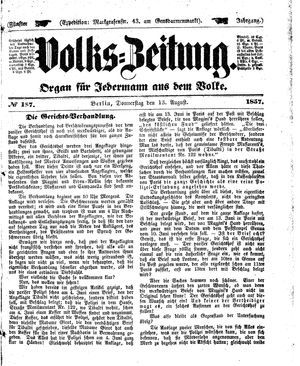 Volks-Zeitung vom 13.08.1857