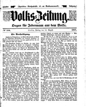 Volks-Zeitung vom 14.08.1857
