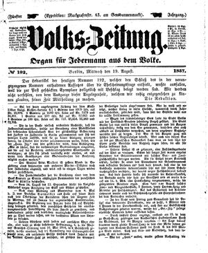 Volks-Zeitung vom 19.08.1857