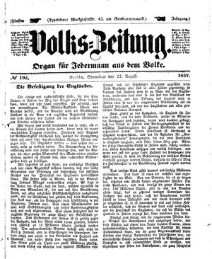 Volks-Zeitung vom 22.08.1857